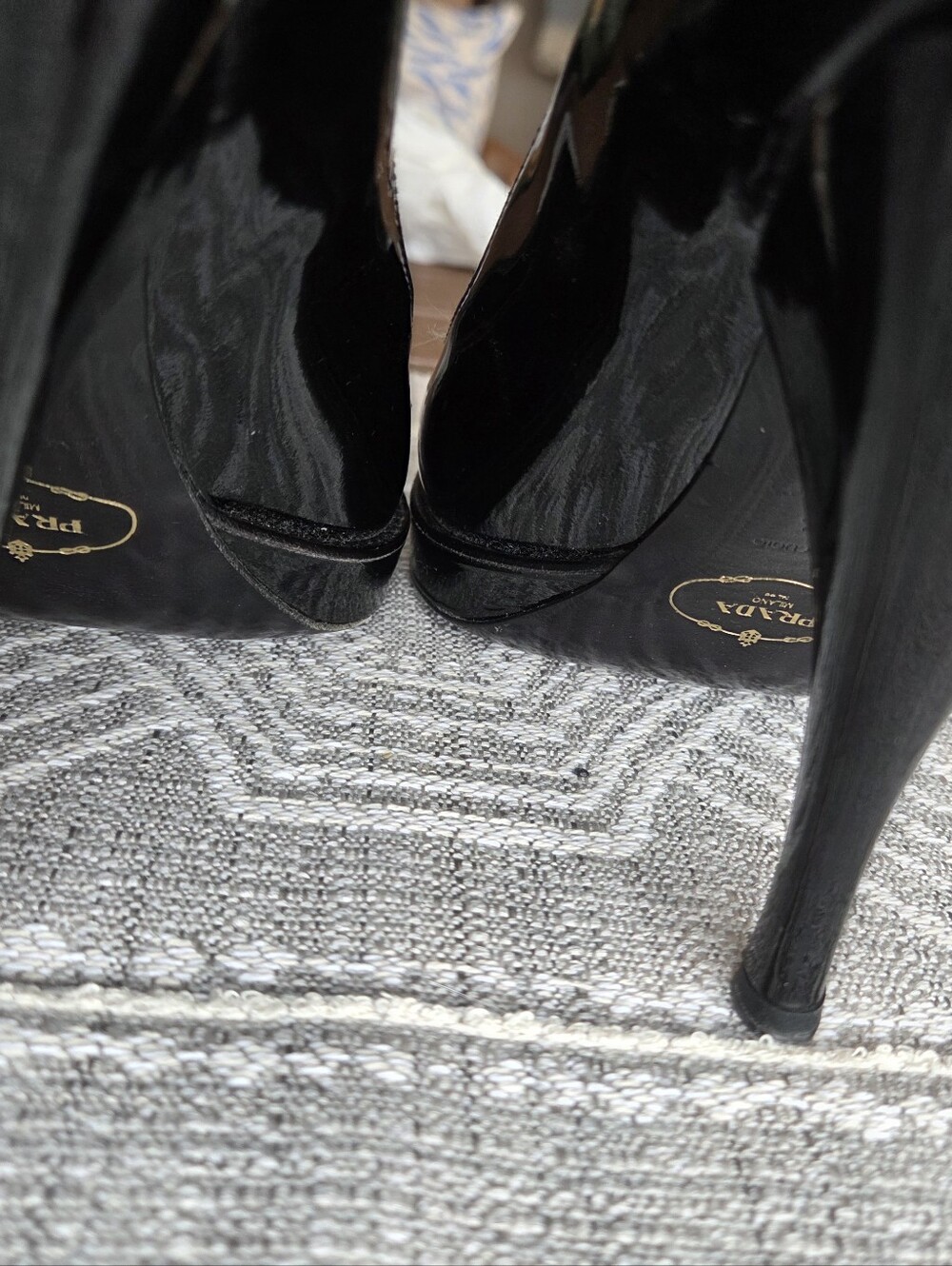 Prada Black Patent Leather Pointed-Toe Ankle-Strap Pumps - Picture 12 of 14